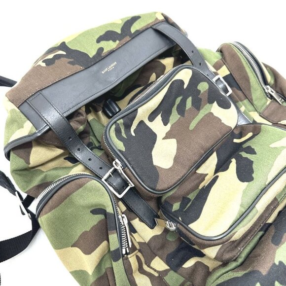 Saint Laurent Paris Backpack Multi Pockets Camouflage Canvas Leather main image 9